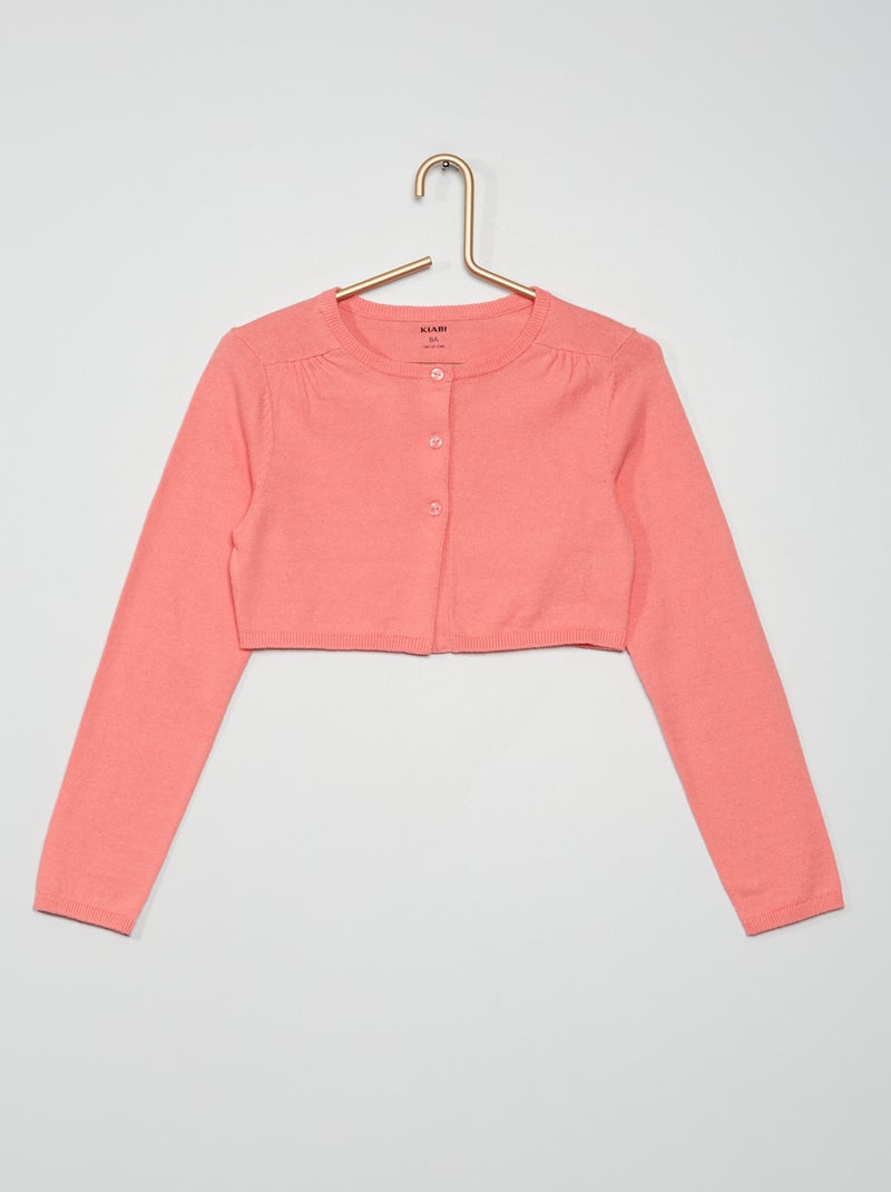 Gilet court en coton rose - Kiabi