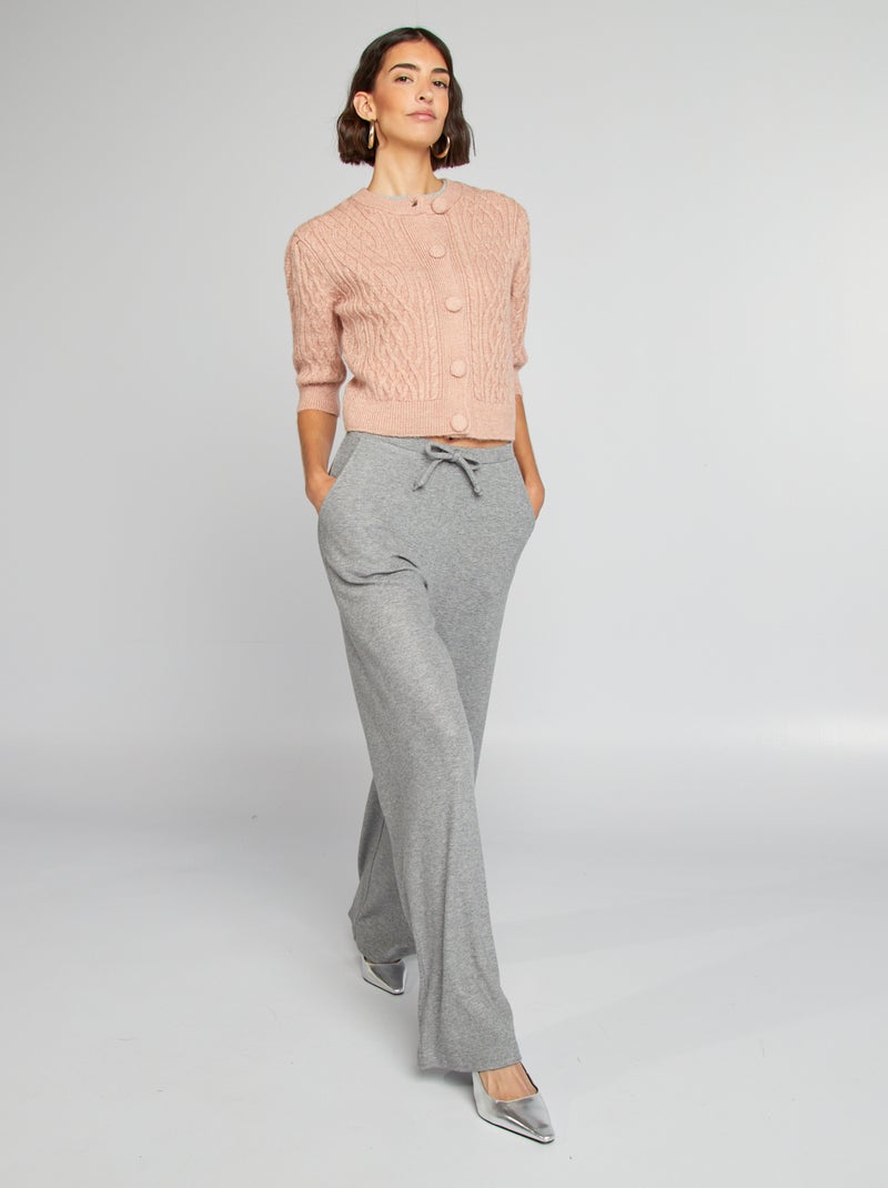 Gilet court en maille tressée Rose - Kiabi