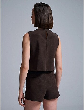 Gilet court en simili cuir à boutons dilvin