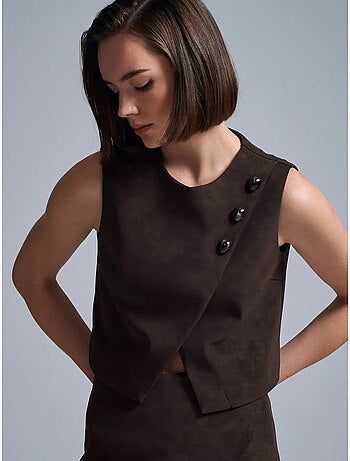 Gilet court en simili cuir à boutons dilvin