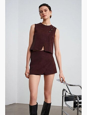 Gilet court en simili cuir à boutons dilvin