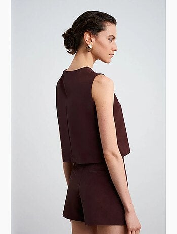 Gilet court en simili cuir à boutons dilvin