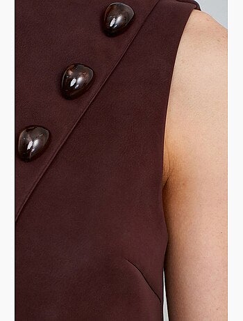 Gilet court en simili cuir à boutons dilvin