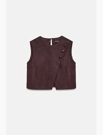 Gilet court en simili cuir à boutons dilvin