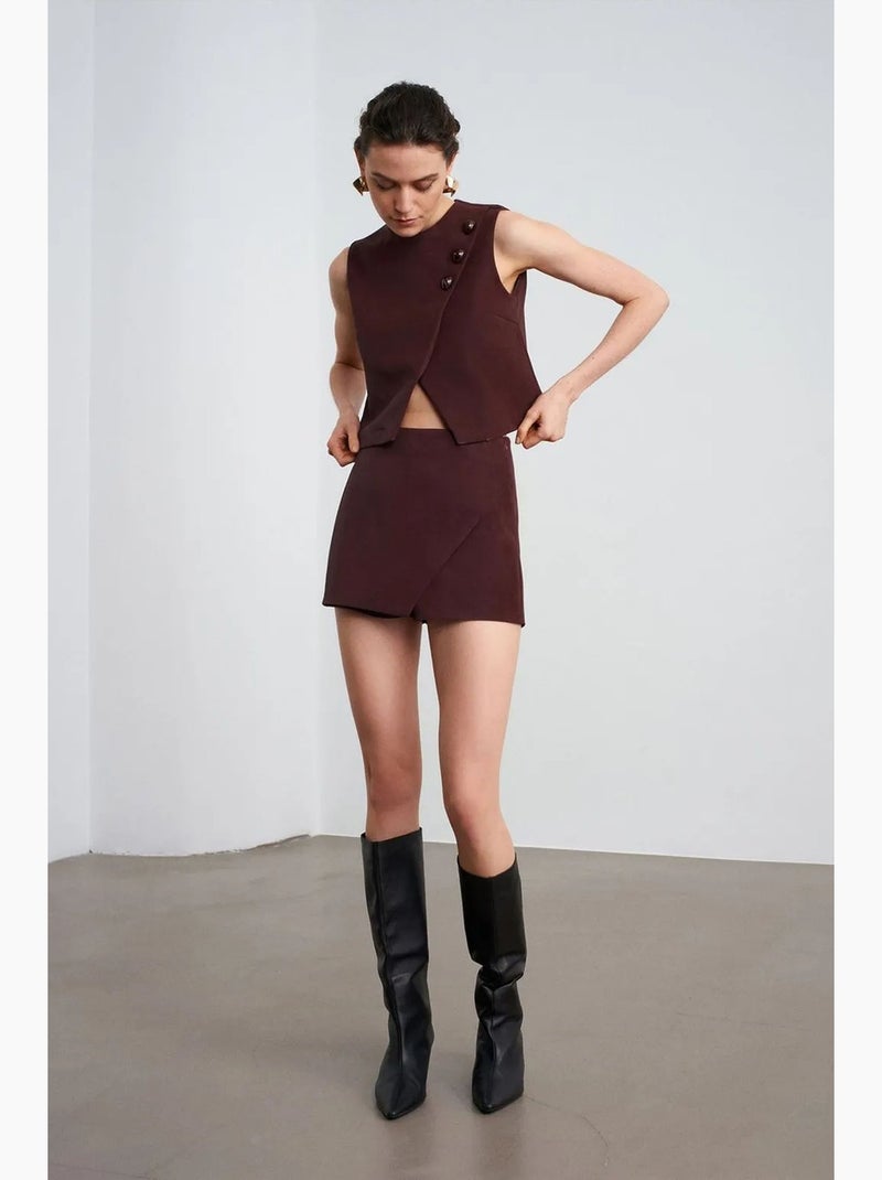 Gilet court en simili cuir à boutons dilvin Rouge bordeaux - Kiabi
