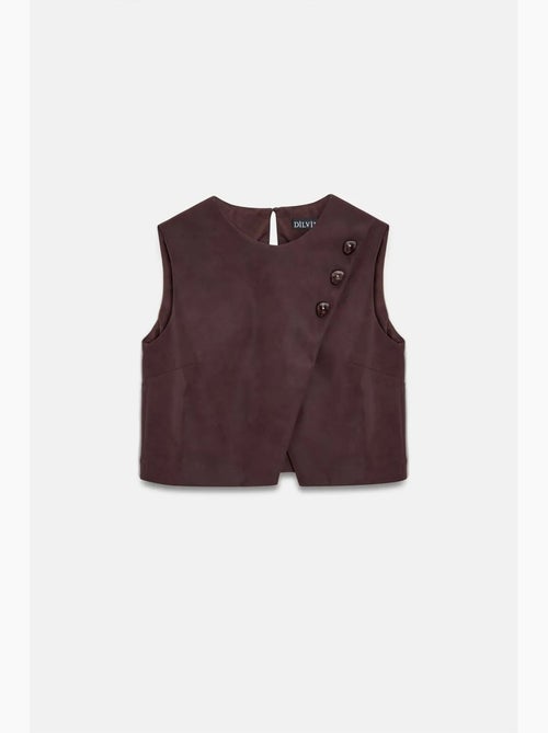 Gilet court en simili cuir à boutons dilvin - Kiabi Gilet court en simili cuir à boutons dilvin - Kiabi