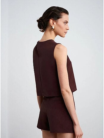 Gilet Court En Simili Cuir À Boutons