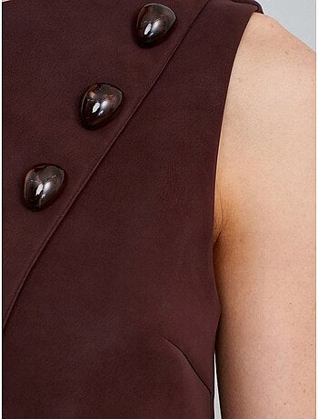 Gilet Court En Simili Cuir À Boutons