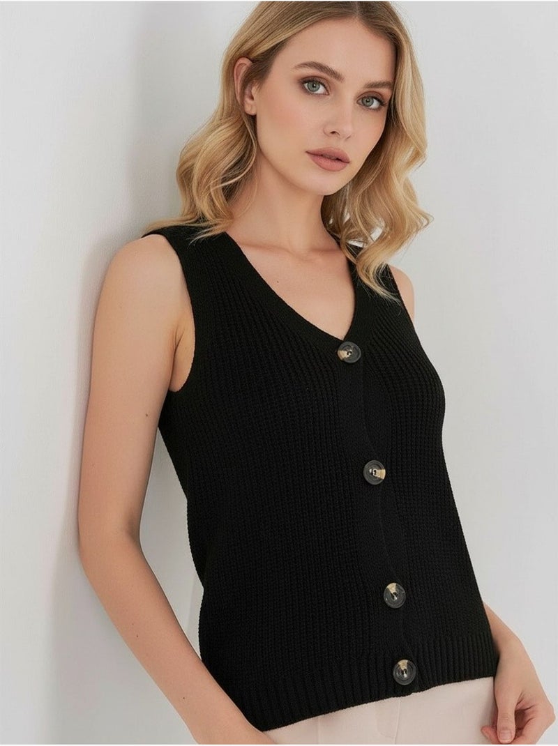 Gilet court en tricot boutonné bdart Noir - Kiabi