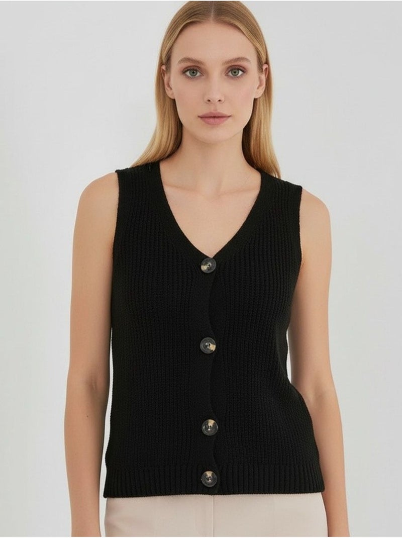 Gilet court en tricot boutonné bdart Noir - Kiabi