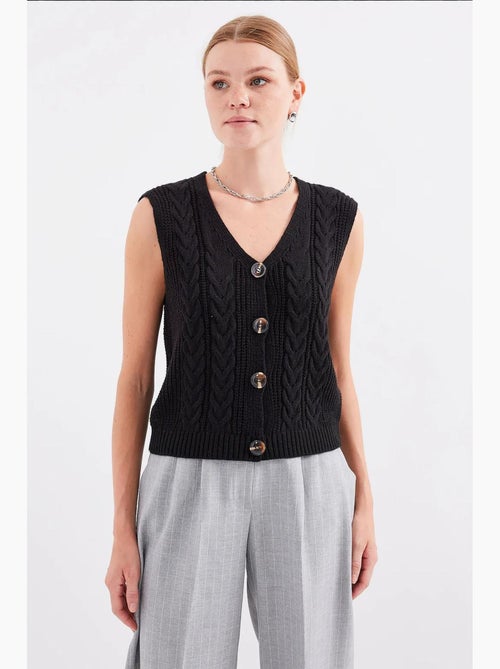 Gilet court en tricot boutonné bdart - Kiabi
