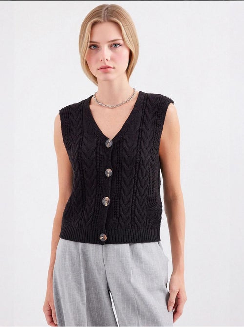Gilet court en tricot boutonné bdart - Kiabi