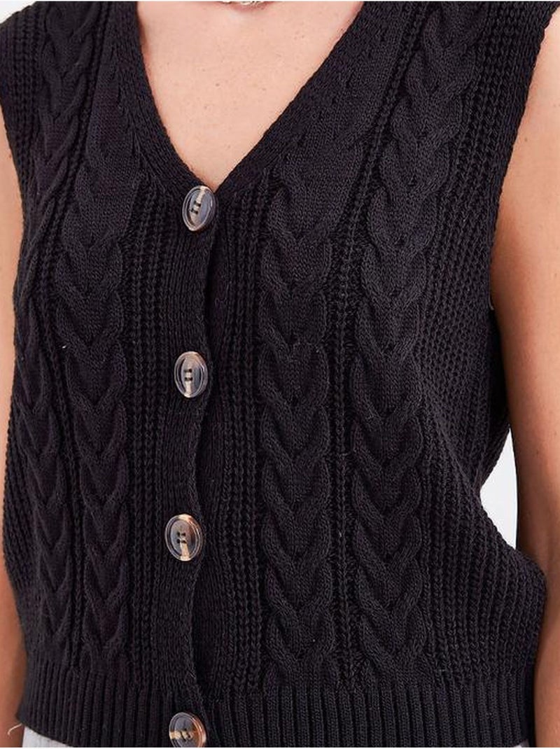 Gilet court en tricot boutonné bdart Noir - Kiabi