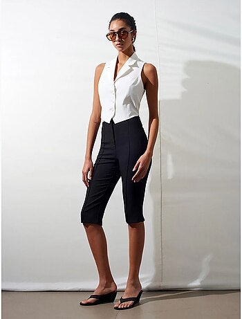 Gilet court femme à col châle