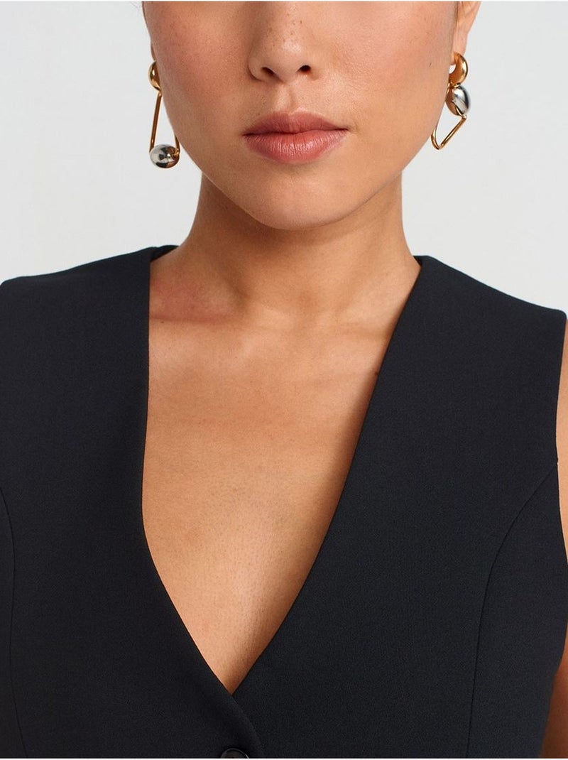 Gilet Court Femme En Crêpe Noir - Kiabi
