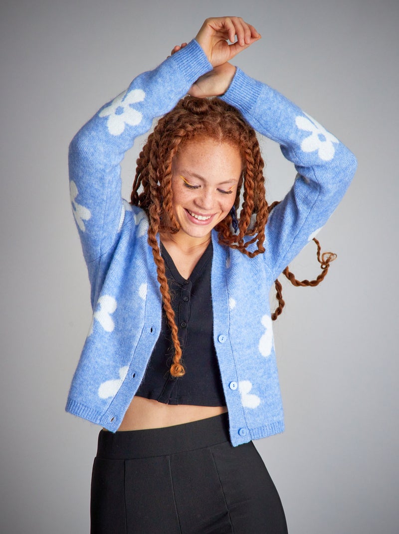 Gilet court maille douce imprimé Bleu - Kiabi
