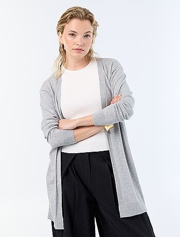 Gilet court ouvert en maille fine jauge