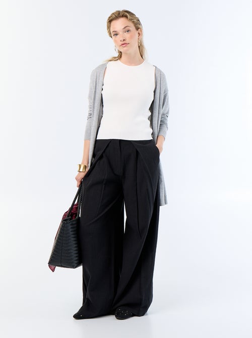 Gilet court ouvert en maille fine jauge - Kiabi