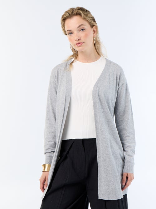Gilet court ouvert en maille fine jauge - Kiabi