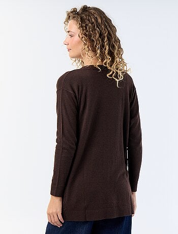 Gilet court ouvert en maille fine jauge