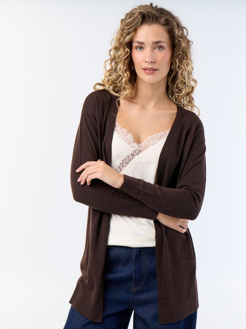 Gilet court ouvert en maille fine jauge - Kiabi