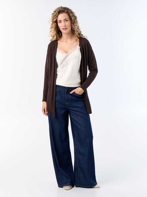 Gilet court ouvert en maille fine jauge - Kiabi