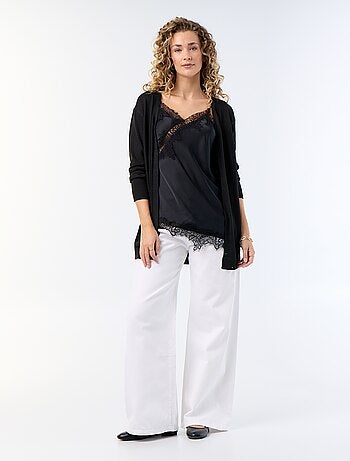 Gilet court ouvert en maille fine jauge