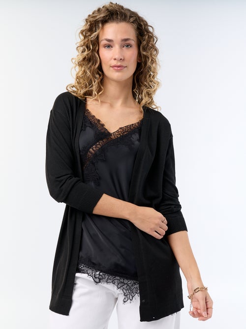 Gilet court ouvert en maille fine jauge - Kiabi