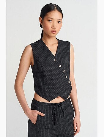 Gilet court rayé à boutons dilvin