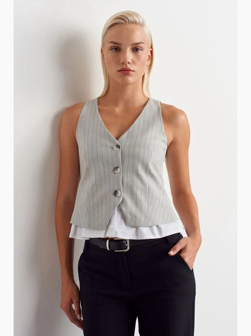 Gilet court rayé dilvin - Kiabi