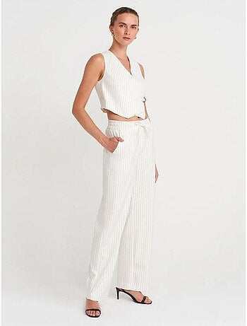 Gilet court rayé pour femme avec ceinture dilvin