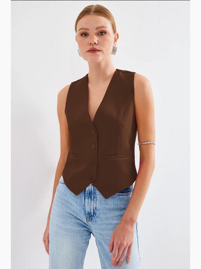 Gilet court tissé bdart Marron - Kiabi