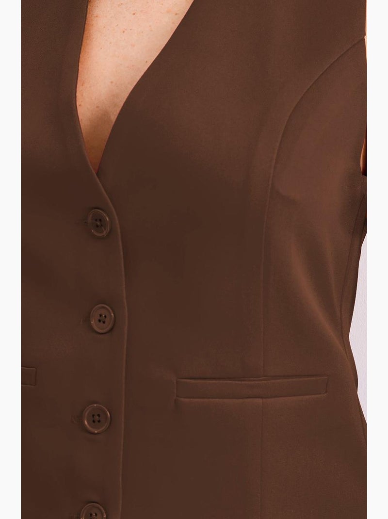 Gilet court tissé bdart Marron - Kiabi
