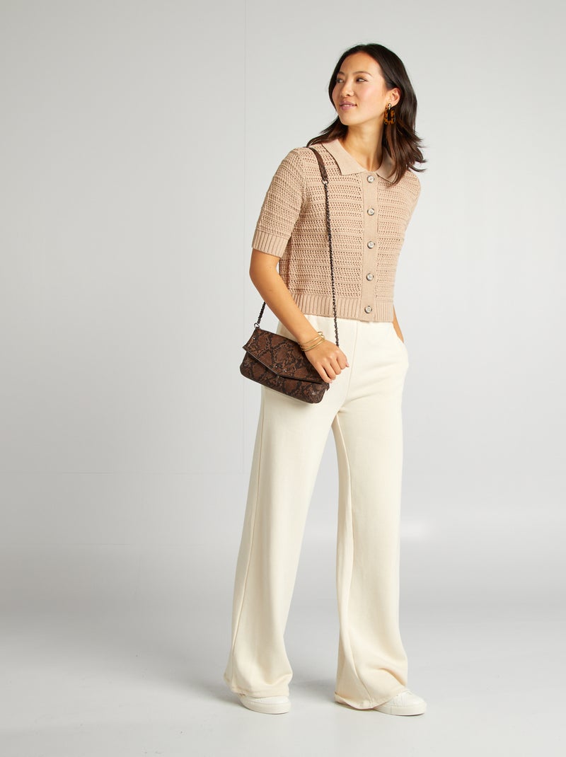 Gilet crochet à manches courtes Beige - Kiabi