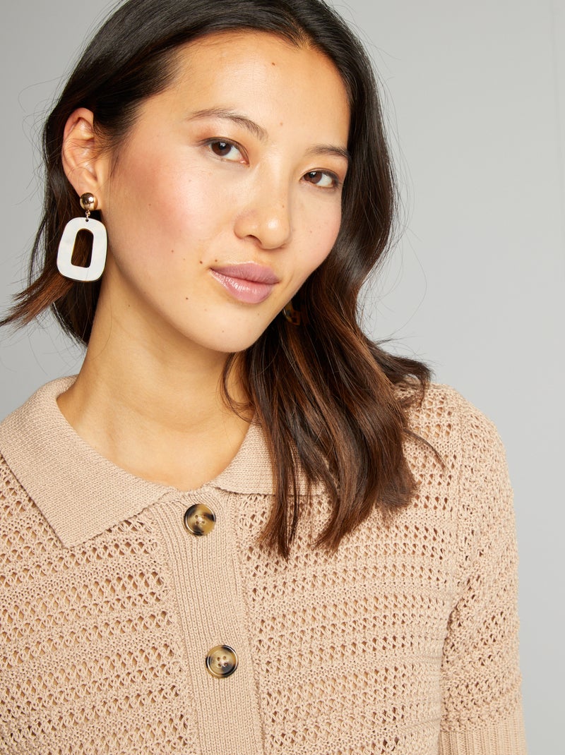 Gilet crochet à manches courtes Beige - Kiabi