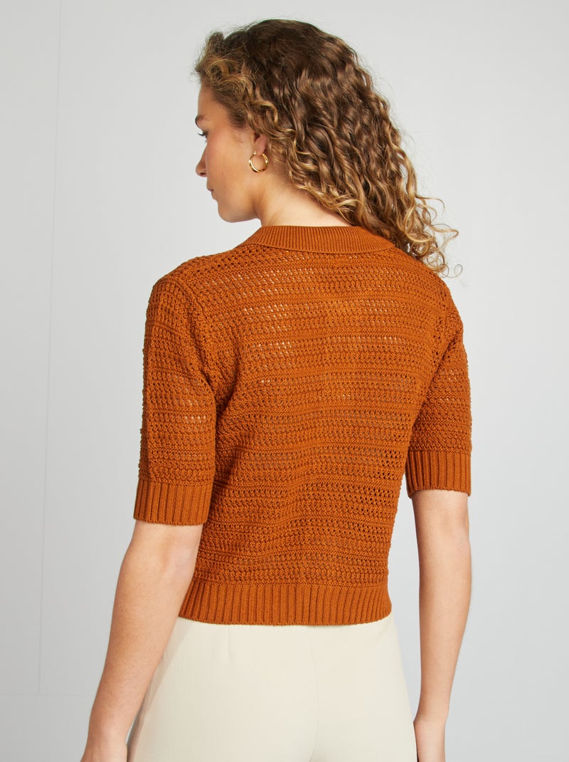 Gilet crochet à manches courtes ORANGE - Kiabi