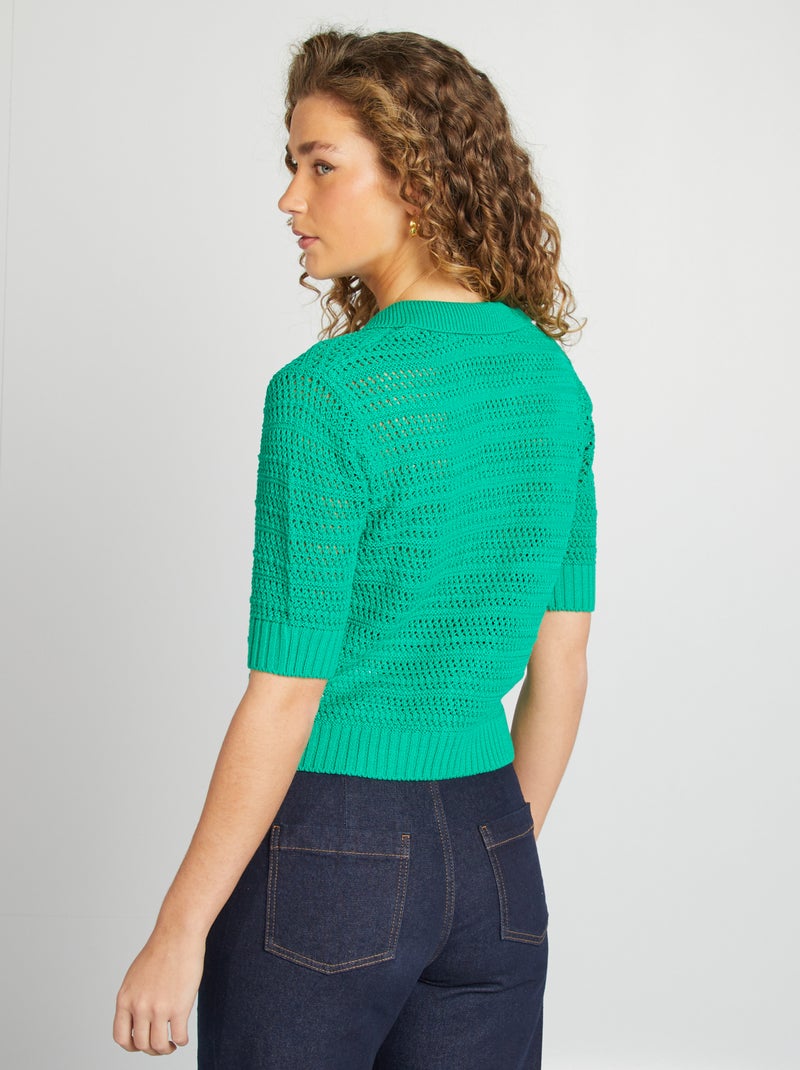Gilet crochet à manches courtes VERT - Kiabi
