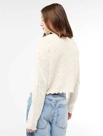 Gilet crochet à nouer festonné