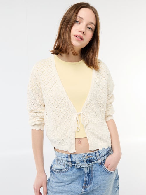 Gilet crochet à nouer festonné - Kiabi Gilet crochet à nouer festonné - Kiabi