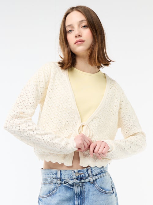 Gilet crochet à nouer festonné - Kiabi Gilet crochet à nouer festonné - Kiabi