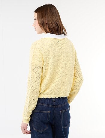 Gilet crochet à nouer festonné