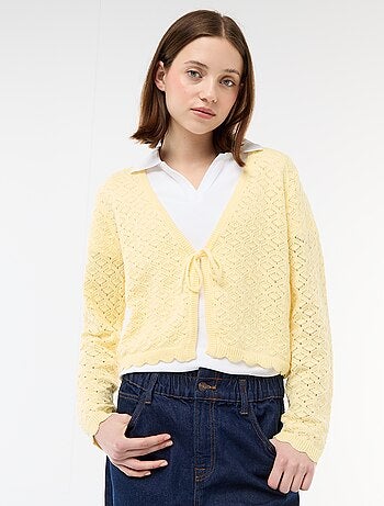 Gilet crochet à nouer festonné