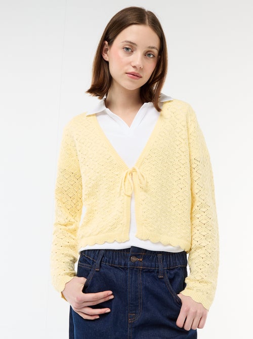 Gilet crochet à nouer festonné - Kiabi Gilet crochet à nouer festonné - Kiabi