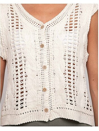 Gilet crochet sans manches KLARINE