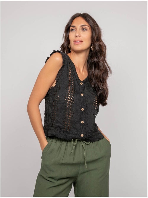 Gilet crochet sans manches KLARINE - Kiabi