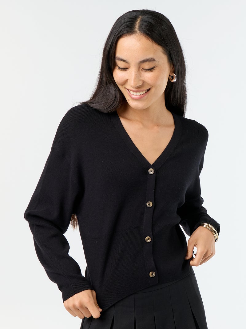 Gilet cropped boutonné Noir - Kiabi