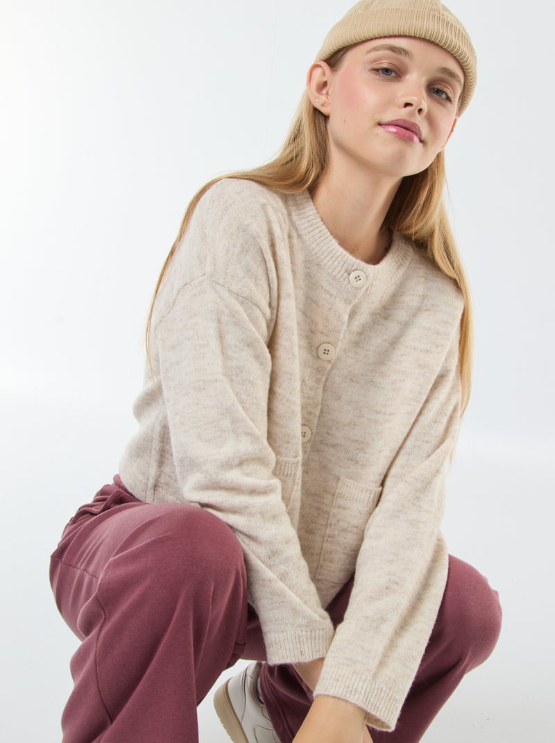Gilet cropped en maille Beige clair - Kiabi