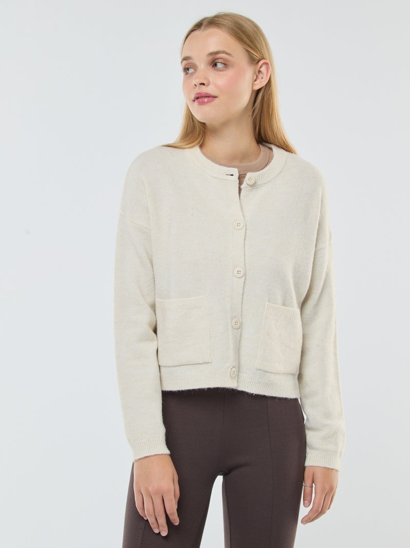 Gilet cropped en maille Beige - Kiabi
