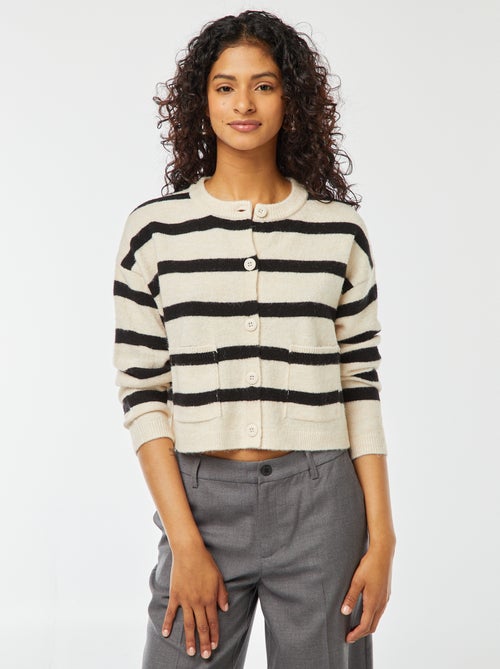 Gilet cropped en maille - Kiabi