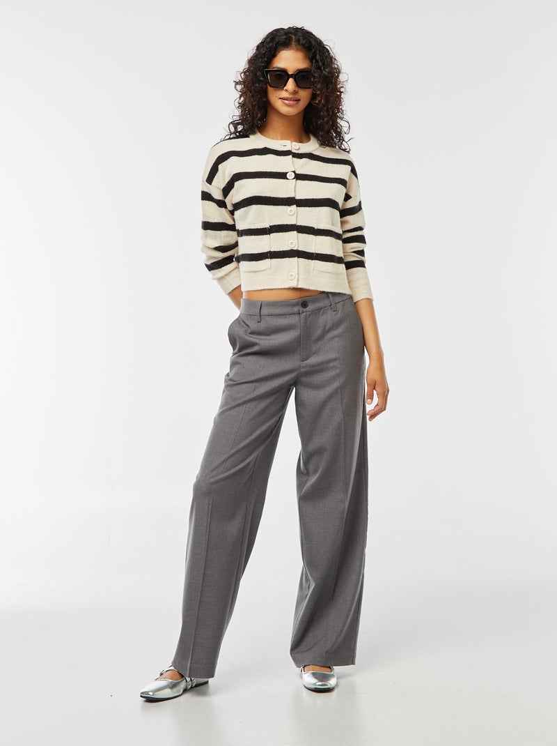 Gilet cropped en maille Blanc rayé - Kiabi